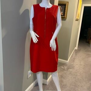 Calvin Klein Red Sleeveless Knee-Length Dress